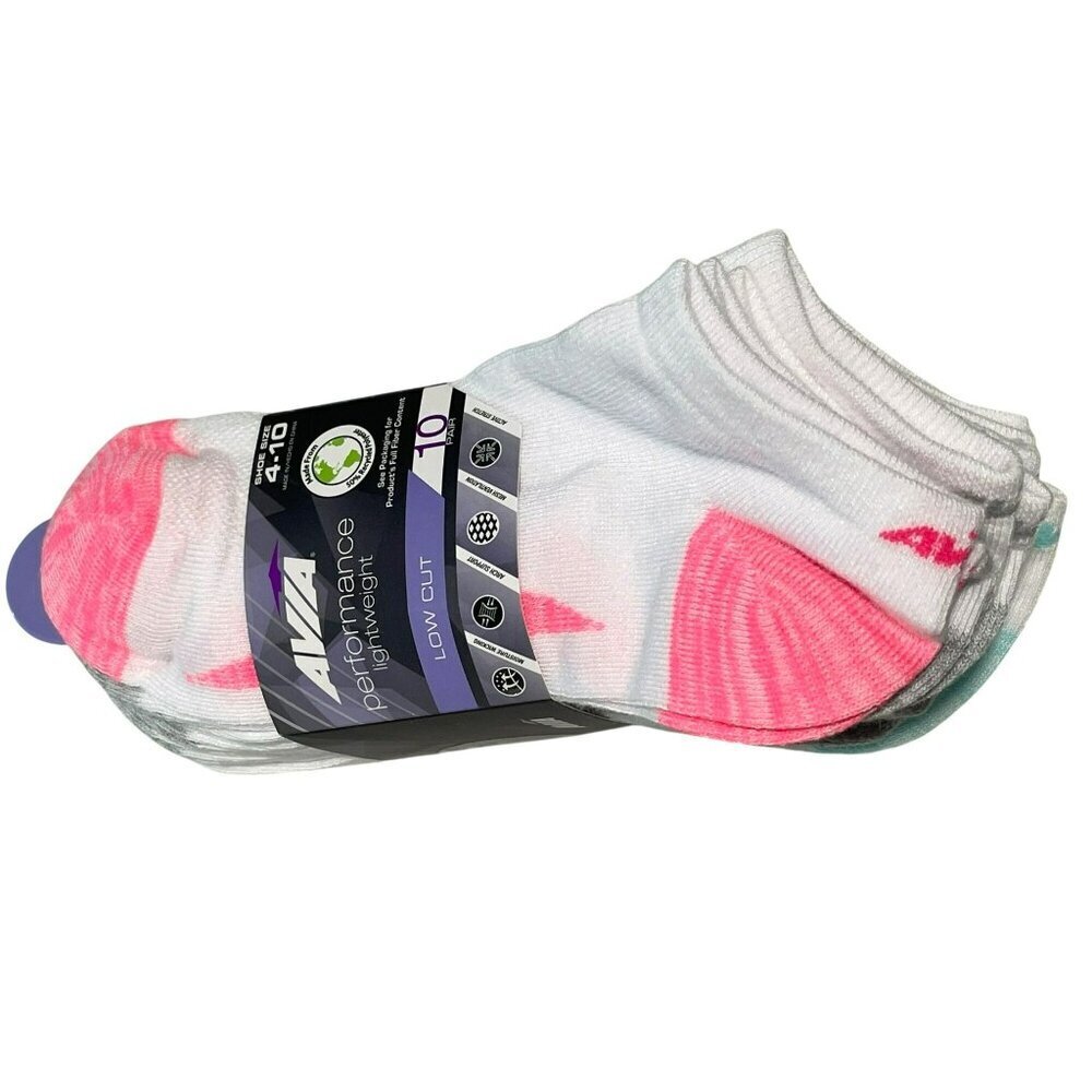 10 Pairs Avia Womens Low Cut Performance Socks Lightweight Size 4-10 New